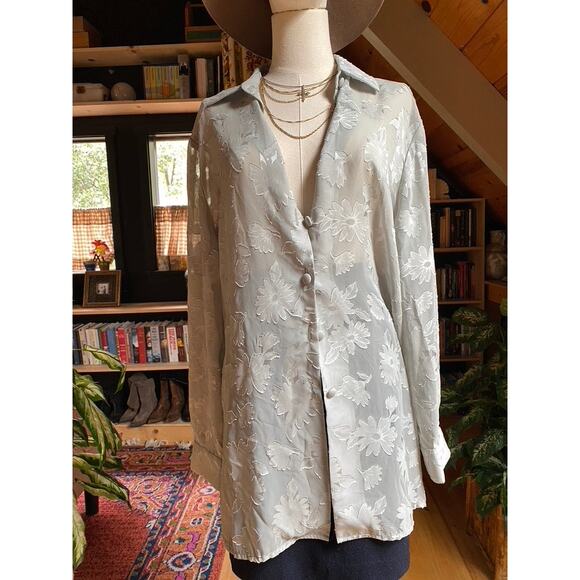 Sheer Long Sleeve Shirt Vintage Green - Picture 8 of 9